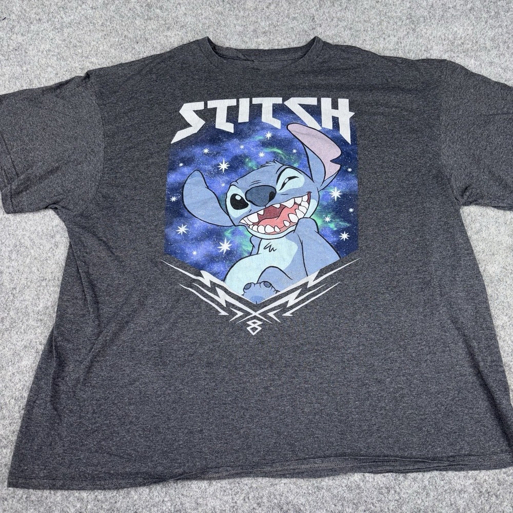 Lilo & Stitch Shirt 3XL Gray Short Sleeve Graphic Tee Disney Hawaii Cartoon Plus